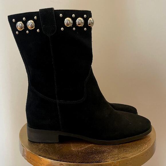 Michael Kors Black Suede Hayes Studded Ankle Boots | 7M, Leather Booties, $250 - Picture 3 of 8